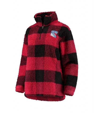 Women's Black Red New York Rangers Plaid Sherpa Quarter-Zip Jacket Black, Red $42.75 Jackets