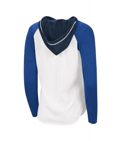 Women's Starter White Blue St. Louis Blues MVP Raglan Hoodie T-shirt Blue $26.99 Tops