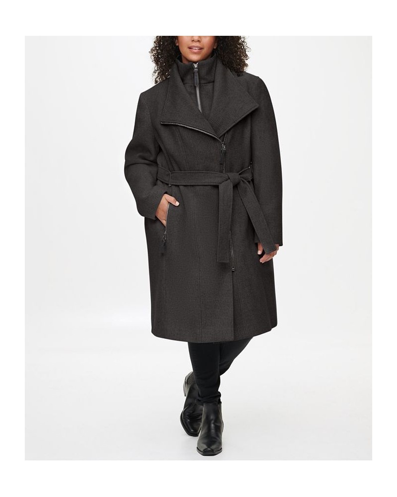 Women's Plus Size Belted Coat Black $96.00 Coats