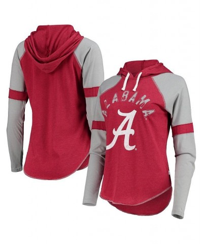 Women's Crimson and Gray Alabama Crimson Tide Yard Line Raglan Hoodie Long Sleeve T-shirt Crimson, Gray $34.19 Tops