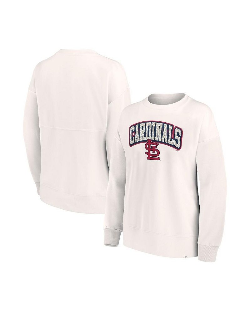 Women's Branded Cream St. Louis Cardinals Leopard Pullover Sweatshirt Cream $35.09 Sweatshirts