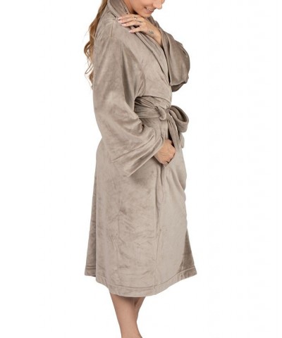 Women's Velvety Soft Velour Bathrobe Gray $34.40 Sleepwear