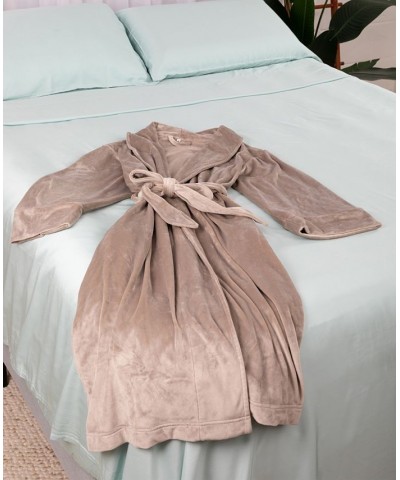 Women's Velvety Soft Velour Bathrobe Gray $34.40 Sleepwear