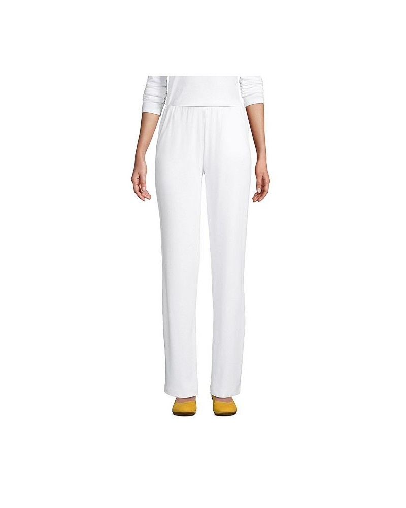 Women's Tall Sport Knit Denim High Rise Elastic Waist Pull On Pants White $27.58 Pants