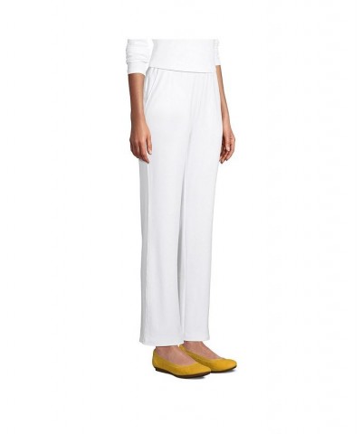 Women's Tall Sport Knit Denim High Rise Elastic Waist Pull On Pants White $27.58 Pants