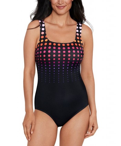 Shape Solver Sport for Women's Going In Circles One-Piece Swimsuit Pink $43.66 Swimsuits