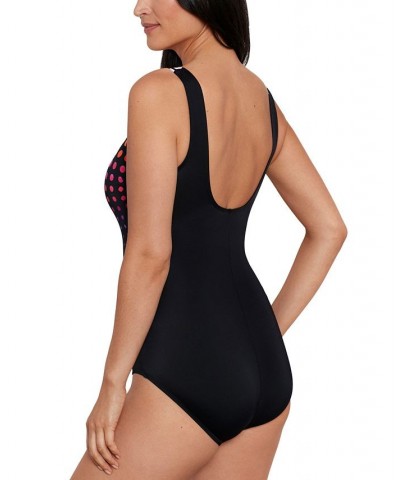 Shape Solver Sport for Women's Going In Circles One-Piece Swimsuit Pink $43.66 Swimsuits