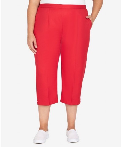 Plus Size Split Star Capri Pants Red $33.66 Pants