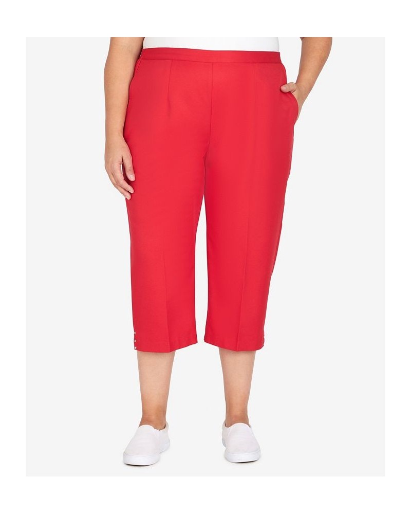 Plus Size Split Star Capri Pants Red $33.66 Pants