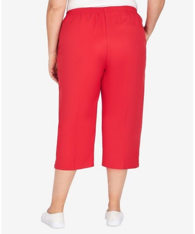 Plus Size Split Star Capri Pants Red $33.66 Pants