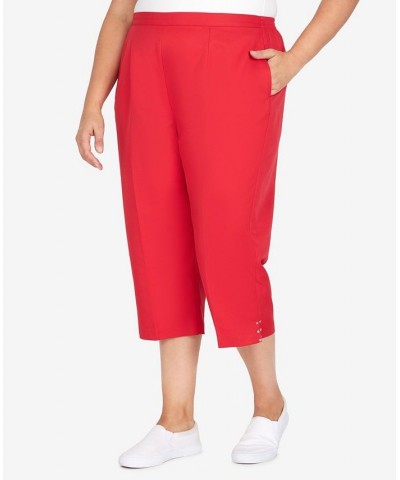 Plus Size Split Star Capri Pants Red $33.66 Pants