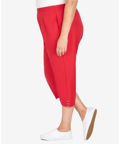 Plus Size Split Star Capri Pants Red $33.66 Pants