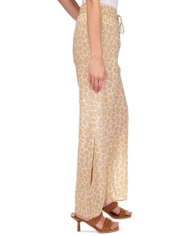 Women's Giraffe High-Slit Pants Khaki $34.00 Pants