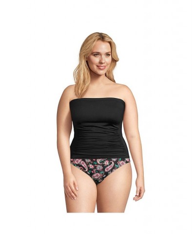 Women's Plus Size Bandeau Tankini Swimsuit Top with Removable Adjustable Straps Black $48.33 Swimsuits