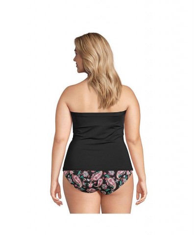 Women's Plus Size Bandeau Tankini Swimsuit Top with Removable Adjustable Straps Black $48.33 Swimsuits