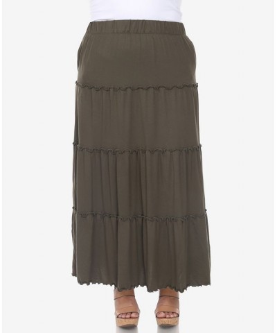 Plus Size Tiered Maxi Skirt Olive $31.28 Skirts