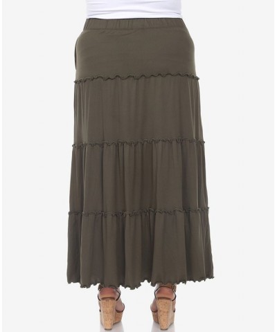 Plus Size Tiered Maxi Skirt Olive $31.28 Skirts