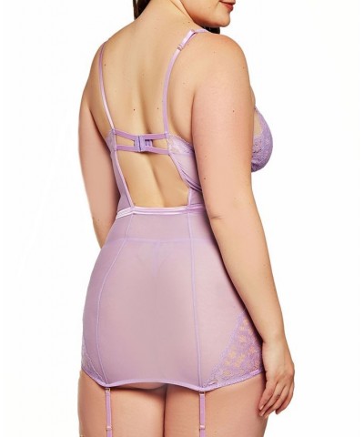 Jeannie Plus Size Elegant Lace Chemise and Panty 2pc Lingerie Set Lilac $27.88 Lingerie