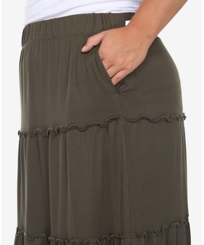 Plus Size Tiered Maxi Skirt Olive $31.28 Skirts