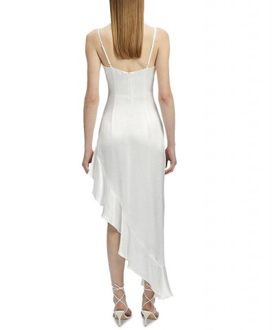 Women's Ember V-Neck Ruffled High-Low Dress Ivory/Cream $37.13 Dresses