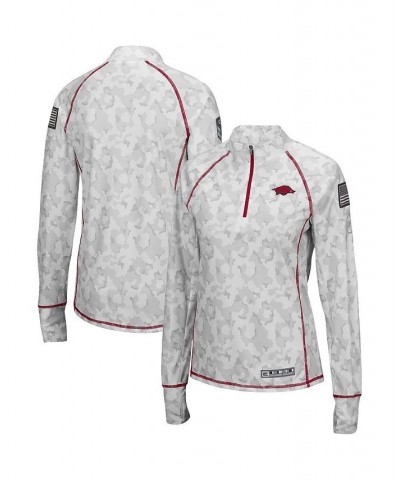 Women's White Arkansas Razorbacks OHT Military-inspired Appreciation Officer Arctic Camo 1/4-zip Jacket White $25.30 Jackets