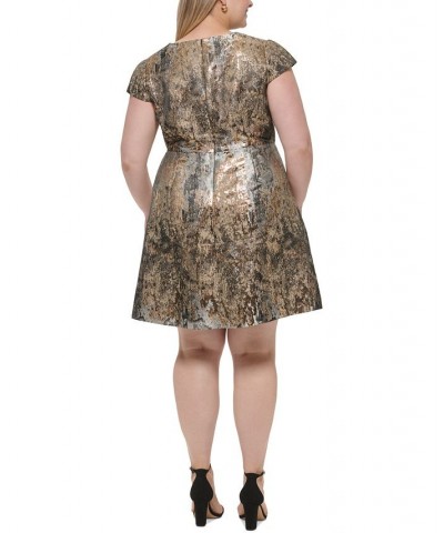 Plus Size Metallic Jacquard Fit & Flare Dress Slate $41.38 Dresses