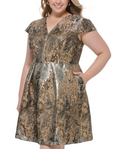 Plus Size Metallic Jacquard Fit & Flare Dress Slate $41.38 Dresses