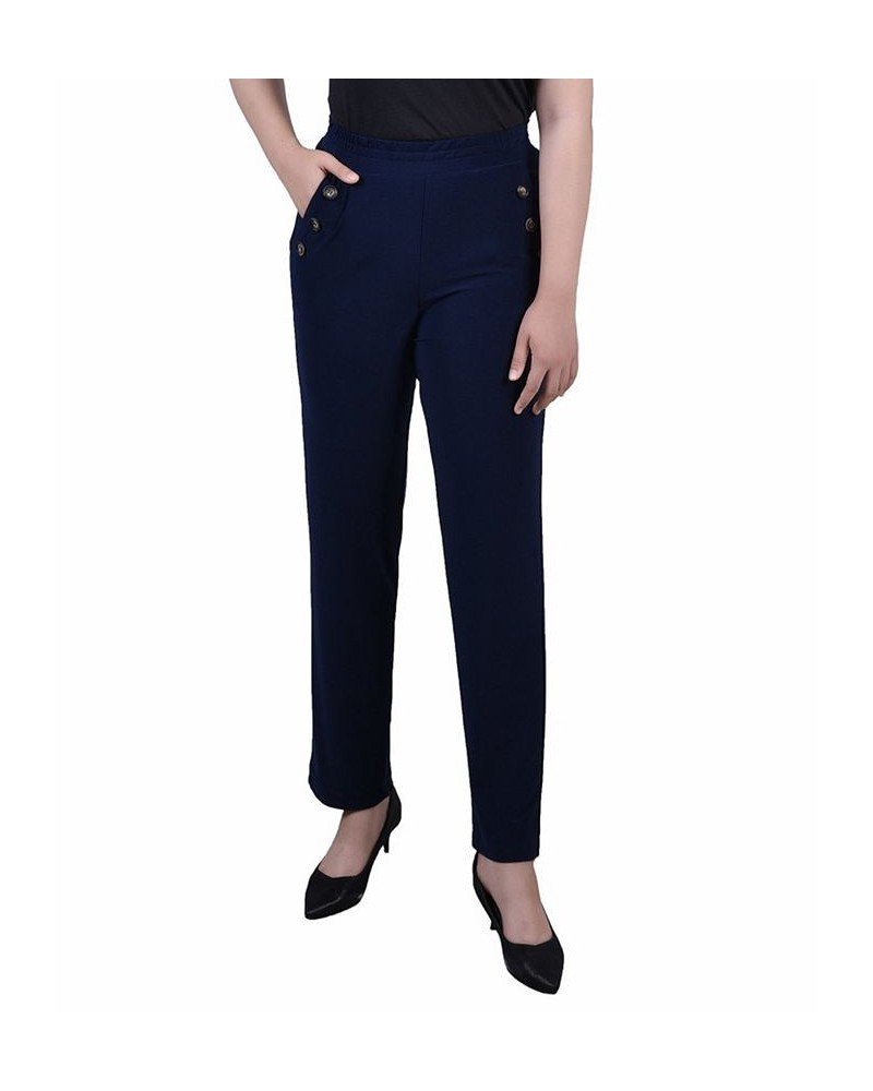 Petite Wide Waist Pull On Pants Blue $13.44 Pants