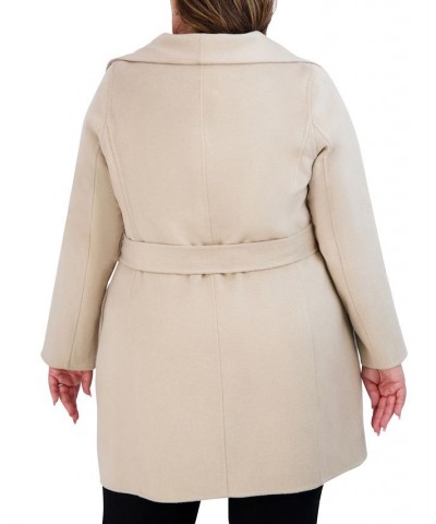 Plus Size Double-Face Belted Wrap Coat Tan/Beige $84.00 Coats