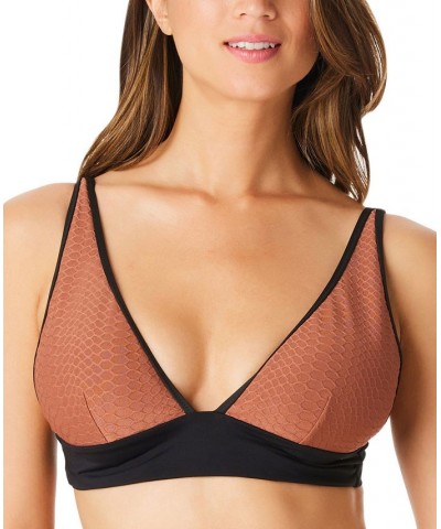 Women's Snake Bite Plunge Bikini Top Brown $40.29 Swimsuits