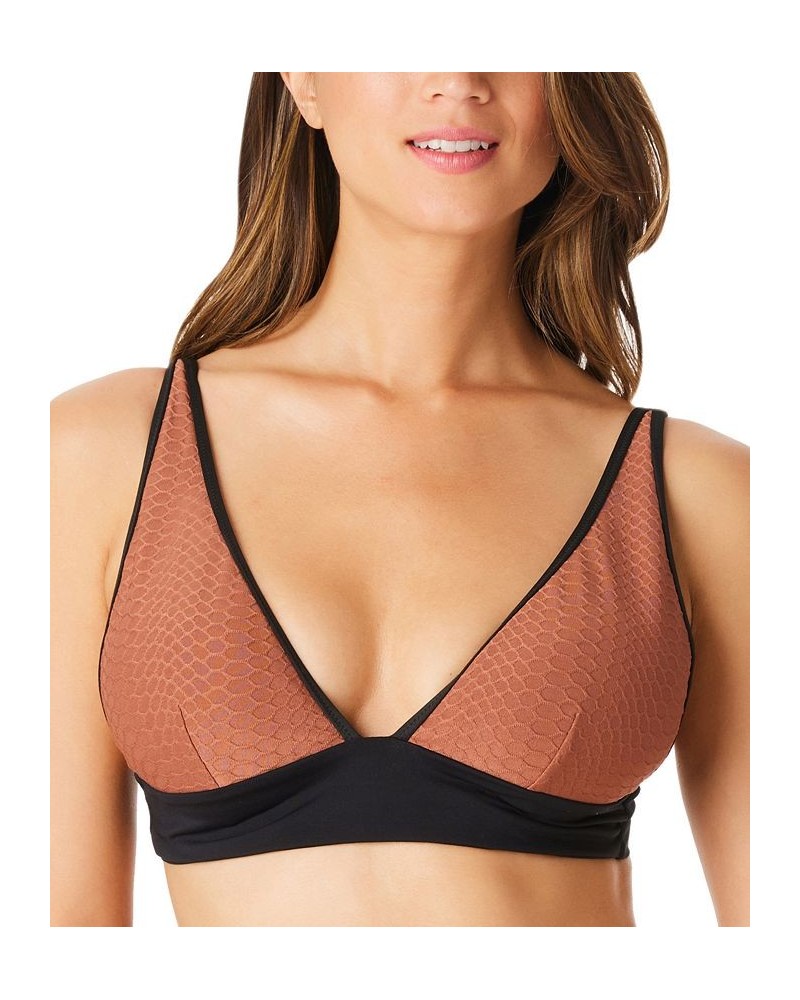 Women's Snake Bite Plunge Bikini Top Brown $40.29 Swimsuits