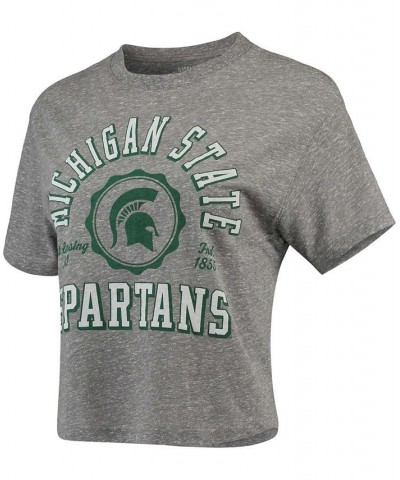 Women's Gray Michigan State Spartans Bishop Tri-Blend Knobi Crop T-shirt Gray $21.99 Tops