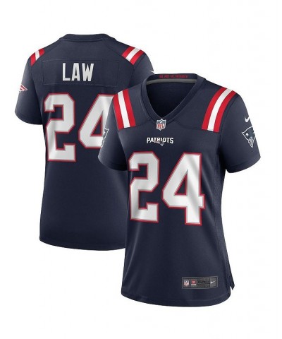 Women's Ty Law Navy New England Patriots Game Retired Player Jersey Navy $64.40 Jersey