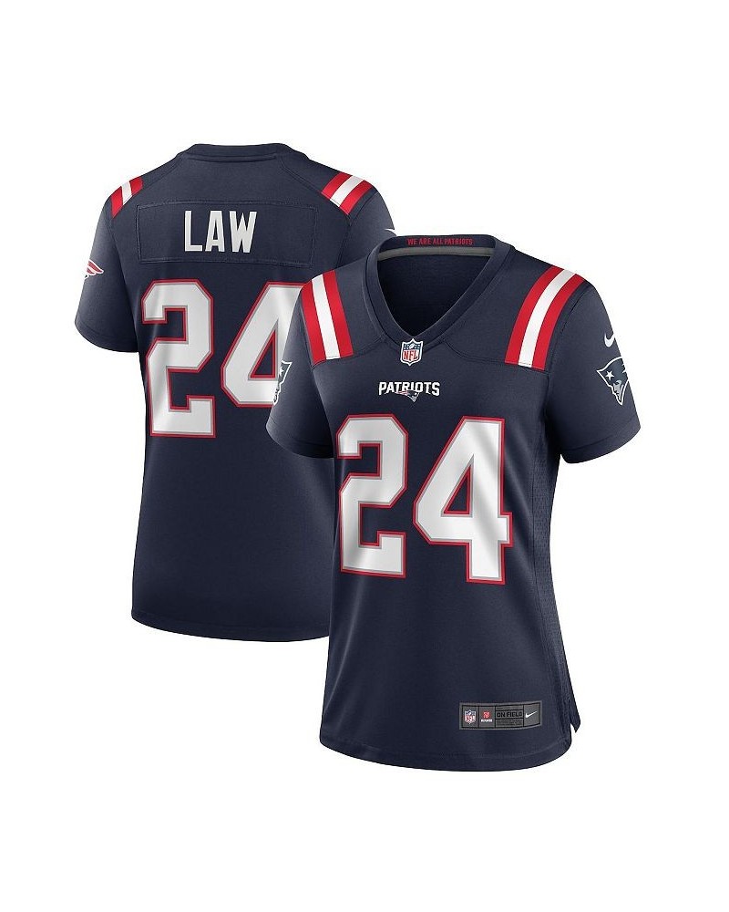 Women's Ty Law Navy New England Patriots Game Retired Player Jersey Navy $64.40 Jersey