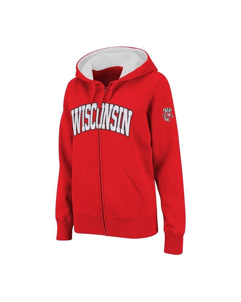 Women's Stadium Athletic Cardinal Wisconsin Badgers Arched Name Full-Zip Hoodie Cardinal $35.74 Sweatshirts