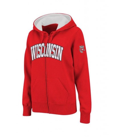 Women's Stadium Athletic Cardinal Wisconsin Badgers Arched Name Full-Zip Hoodie Cardinal $35.74 Sweatshirts