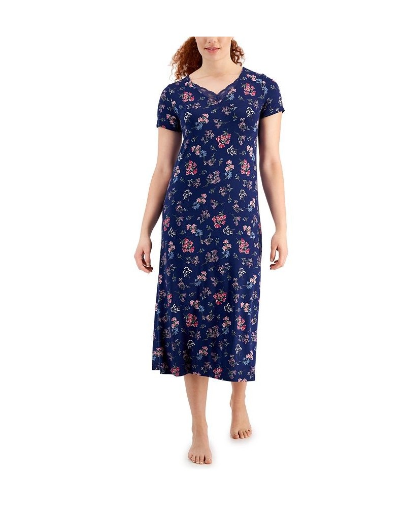 Women's Short-Sleeve Floral Nightgown Medieval Blue Floral $15.65 Sleepwear