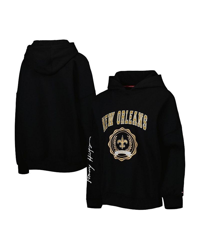 Women's Black New Orleans Saints Becca Drop Shoulder Pullover Hoodie Black $38.70 Sweatshirts