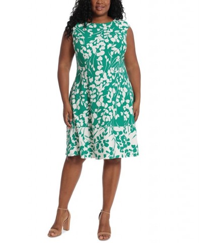 Petite Printed Fit & Flare Dress Green $40.05 Dresses