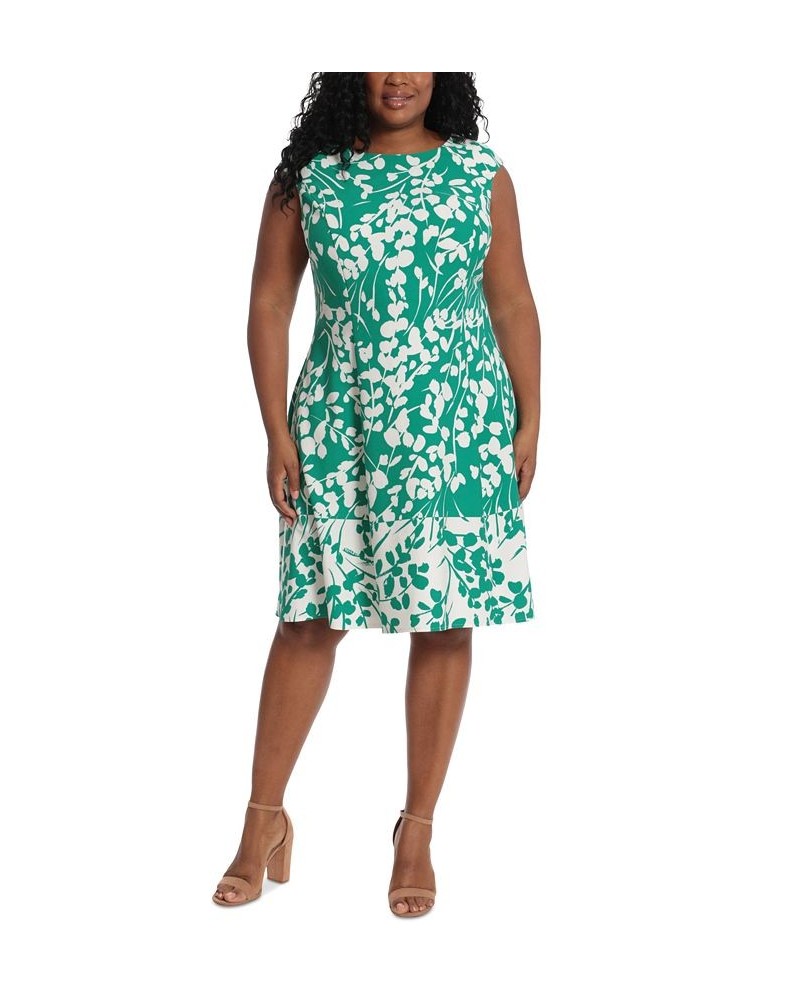 Petite Printed Fit & Flare Dress Green $40.05 Dresses