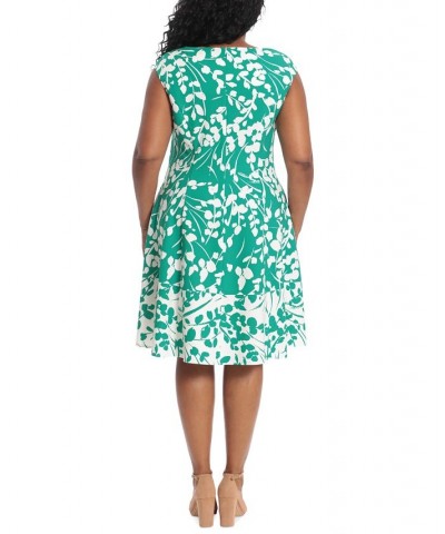 Petite Printed Fit & Flare Dress Green $40.05 Dresses