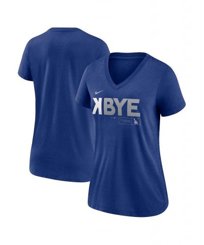 Women's Los Angeles Dodgers Royal K-Bye Tri-Blend V-Neck T-shirt Royal $23.39 Tops