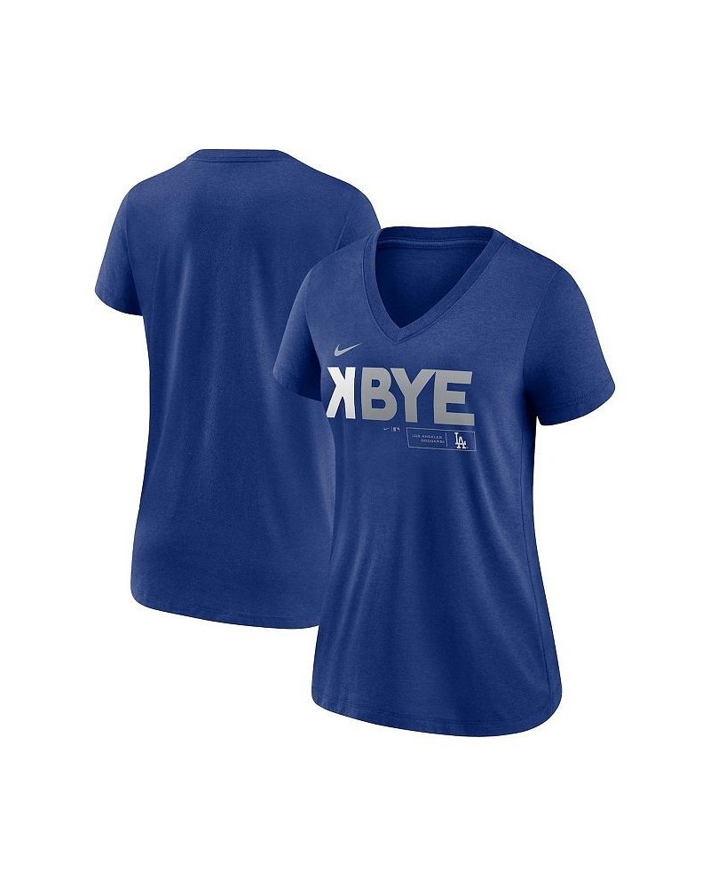 Women's Los Angeles Dodgers Royal K-Bye Tri-Blend V-Neck T-shirt Royal $23.39 Tops