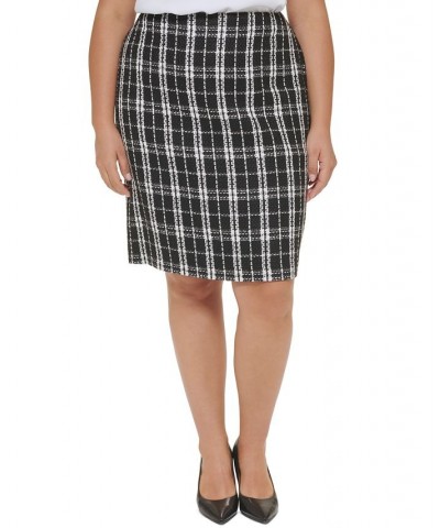 Plus Size Tweed Pencil Skirt Black Multi $26.18 Skirts