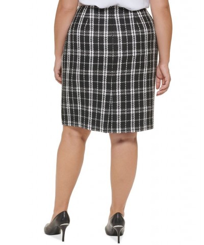 Plus Size Tweed Pencil Skirt Black Multi $26.18 Skirts