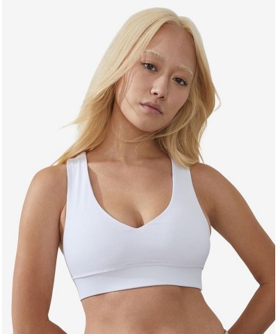 Women's V-Neck Cross Back Crop Top White $21.99 Tops