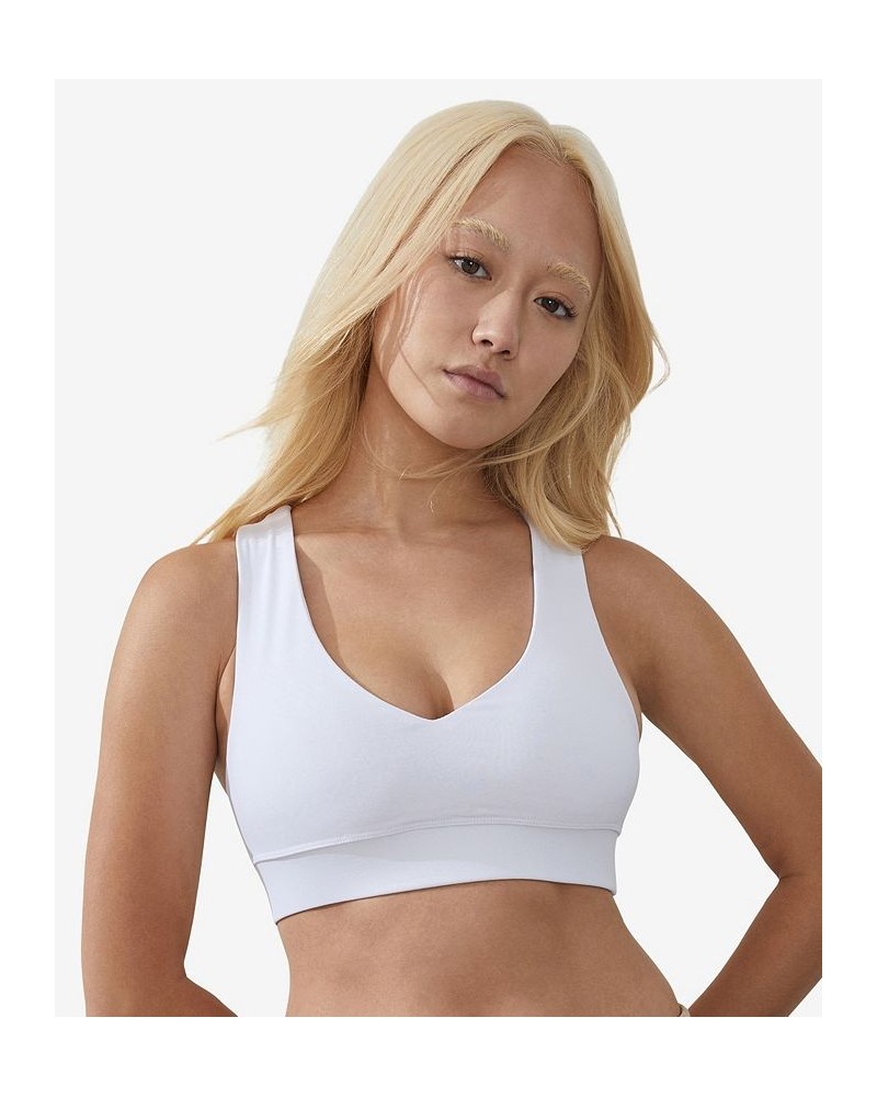 Women's V-Neck Cross Back Crop Top White $21.99 Tops