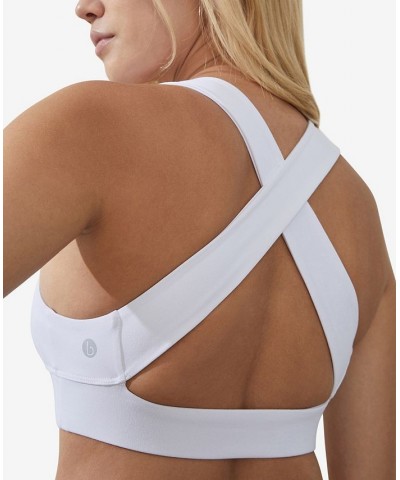 Women's V-Neck Cross Back Crop Top White $21.99 Tops