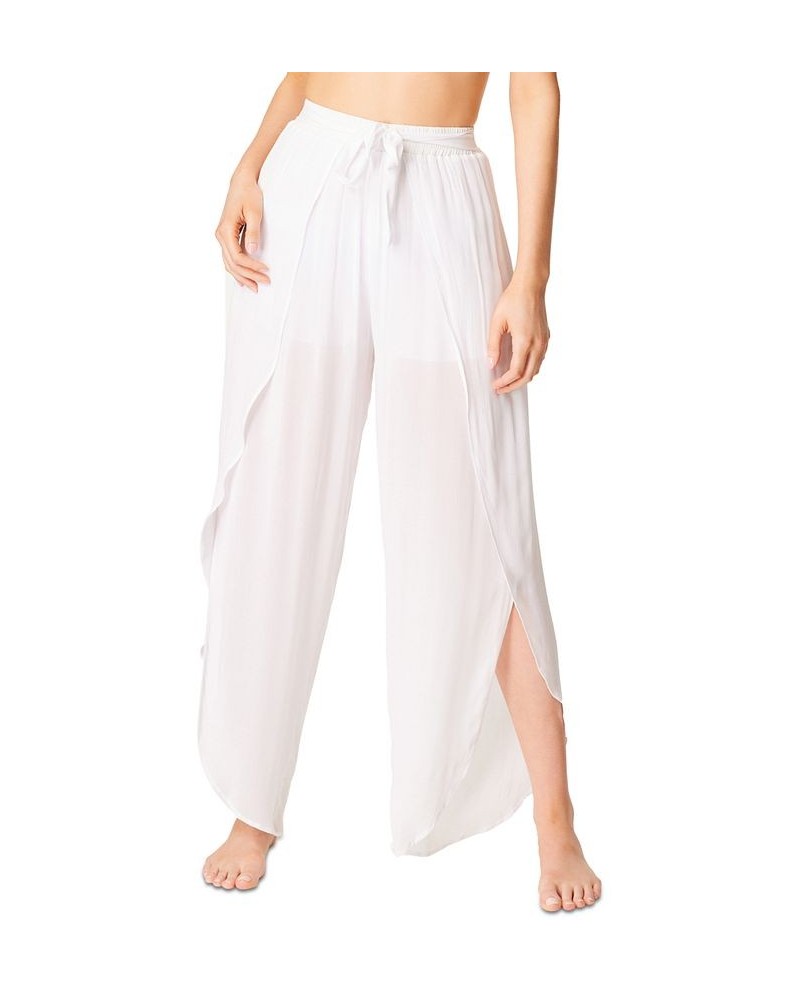 Women's Lickity Split Tie-Front Bandeau Top & Tie-Waist Beach Pants White $40.56 Swimsuits