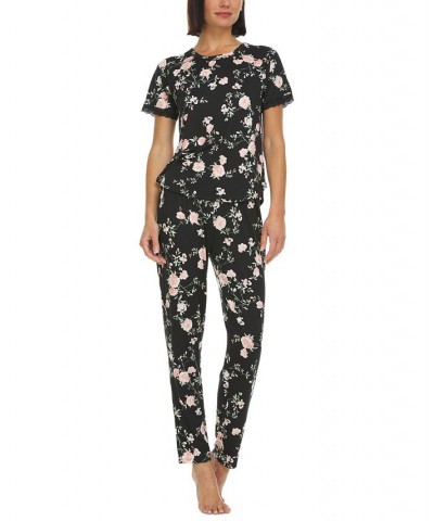 Women's Jody Crewneck & Pajama Pants Set Black $20.09 Sleepwear